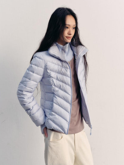 lvetong 90% White Duck Down Lightweight Slim Short Street Stand Collar Lady Down Jackets