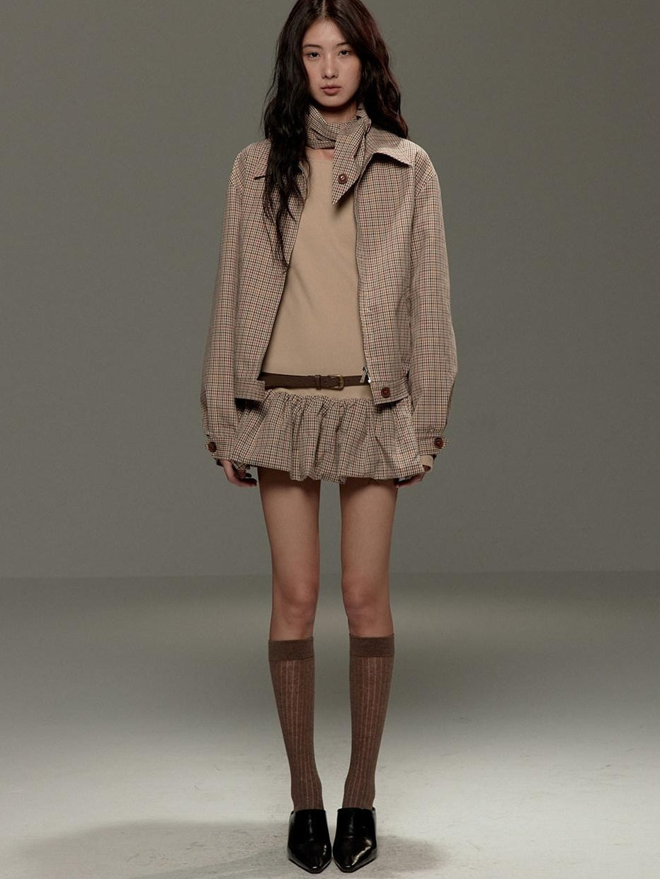 lvetong Beige Patchwork Bardot Long Sleeve Cinched Waist Slim Fit Casual Mini Dresses