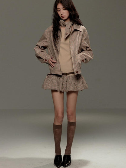 lvetong Beige Patchwork Bardot Long Sleeve Cinched Waist Slim Fit Casual Mini Dresses