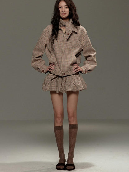 lvetong Beige Patchwork Bardot Long Sleeve Cinched Waist Slim Fit Casual Mini Dresses