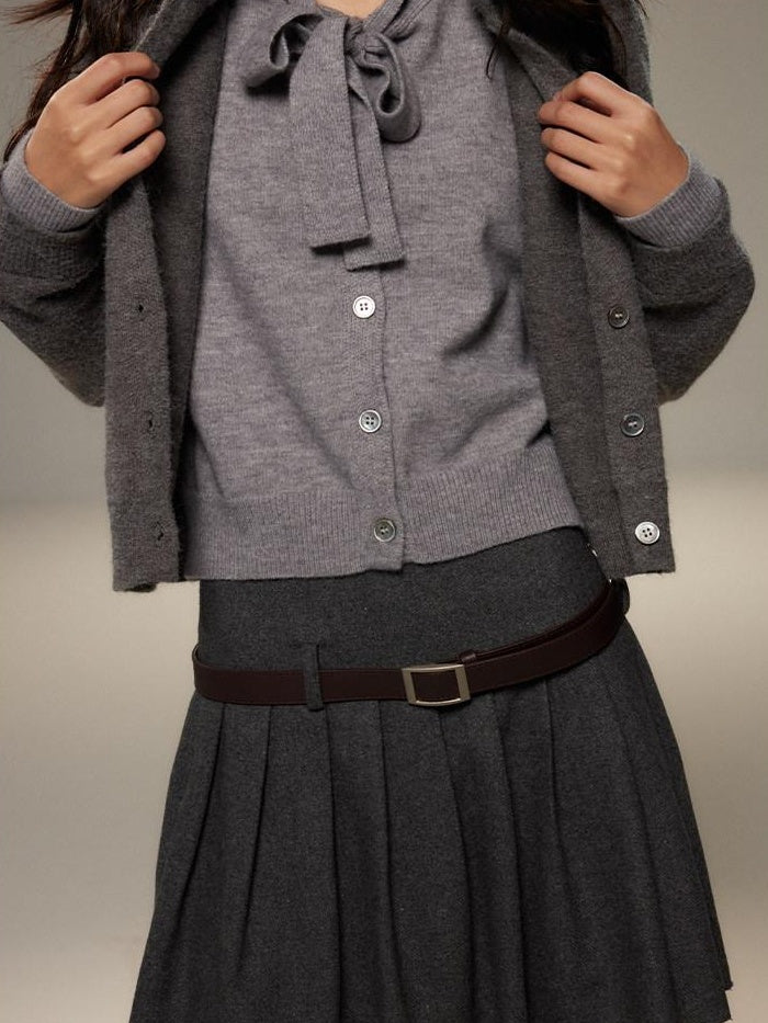 lvetong Bow Detail Faux Two Piece Loose Streetwear Button Front Knit Women Cardigans