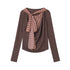 lvetong_Brown_Plaid_Bow_Tie_Patchwork_Layered_Draped_Collar_Women&