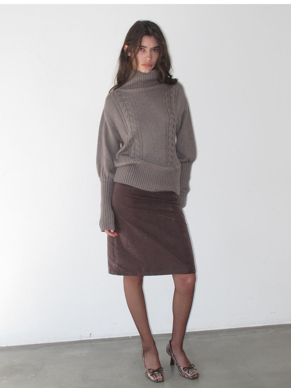 lvetong Cable Knit Slouchy Turtleneck Wool Blend Women&
