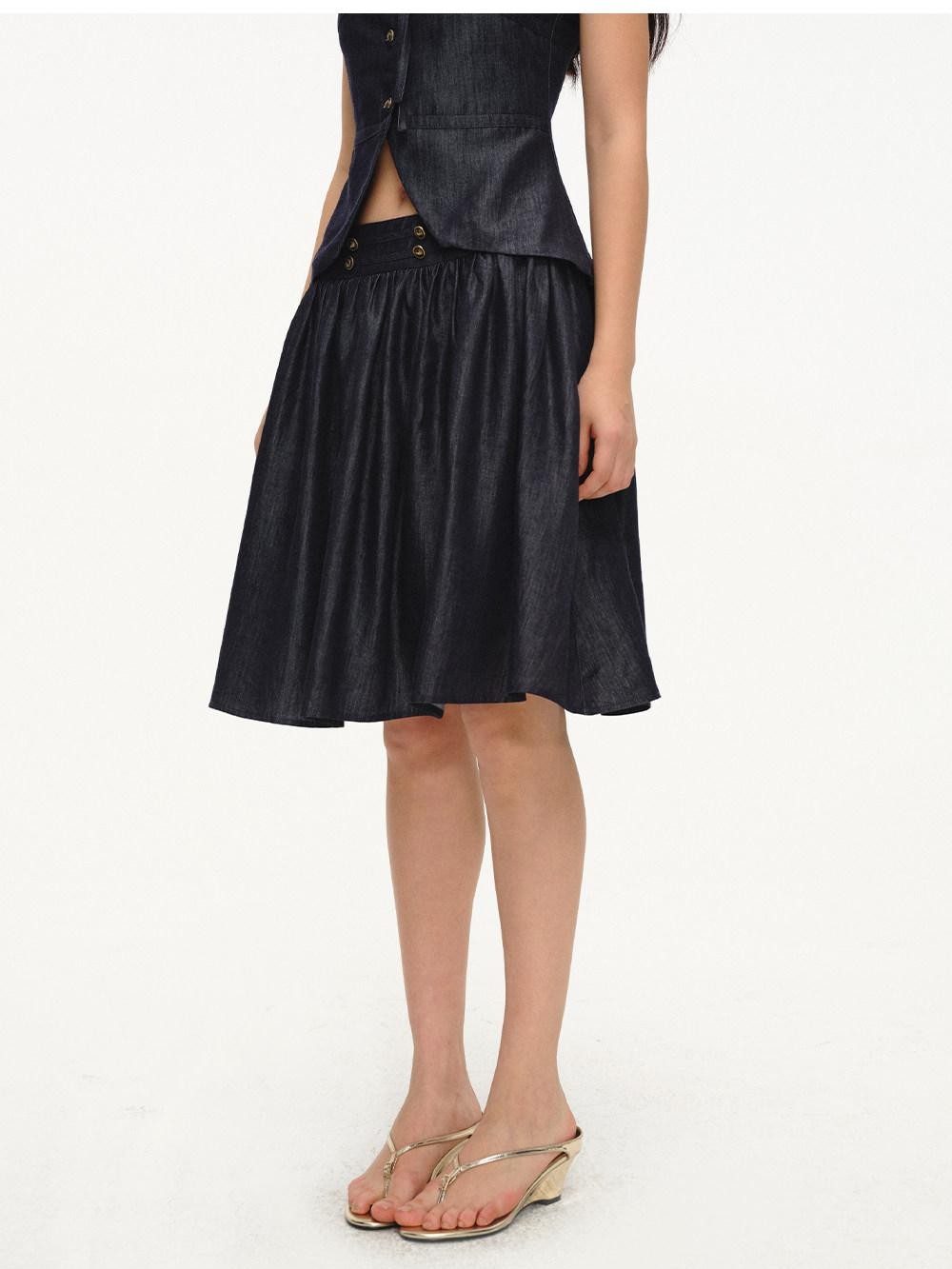 lvetong Cinched Waist V-neck Sleeveless Vest Puff Skirt Women&