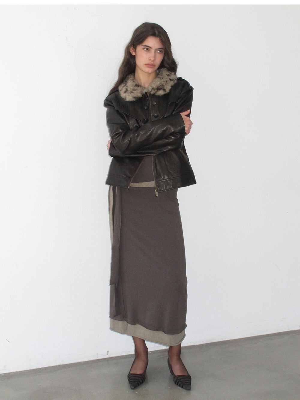 lvetong Color Block Faux Two Piece U Neck Long Sleeve Knit Women&