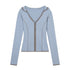 lvetong_Cotton_Zip_V-neck_Long_Sleeve_Chic_Young_Women_Blue_Brown_Top_&_Skirt_Sets_MISSTT
