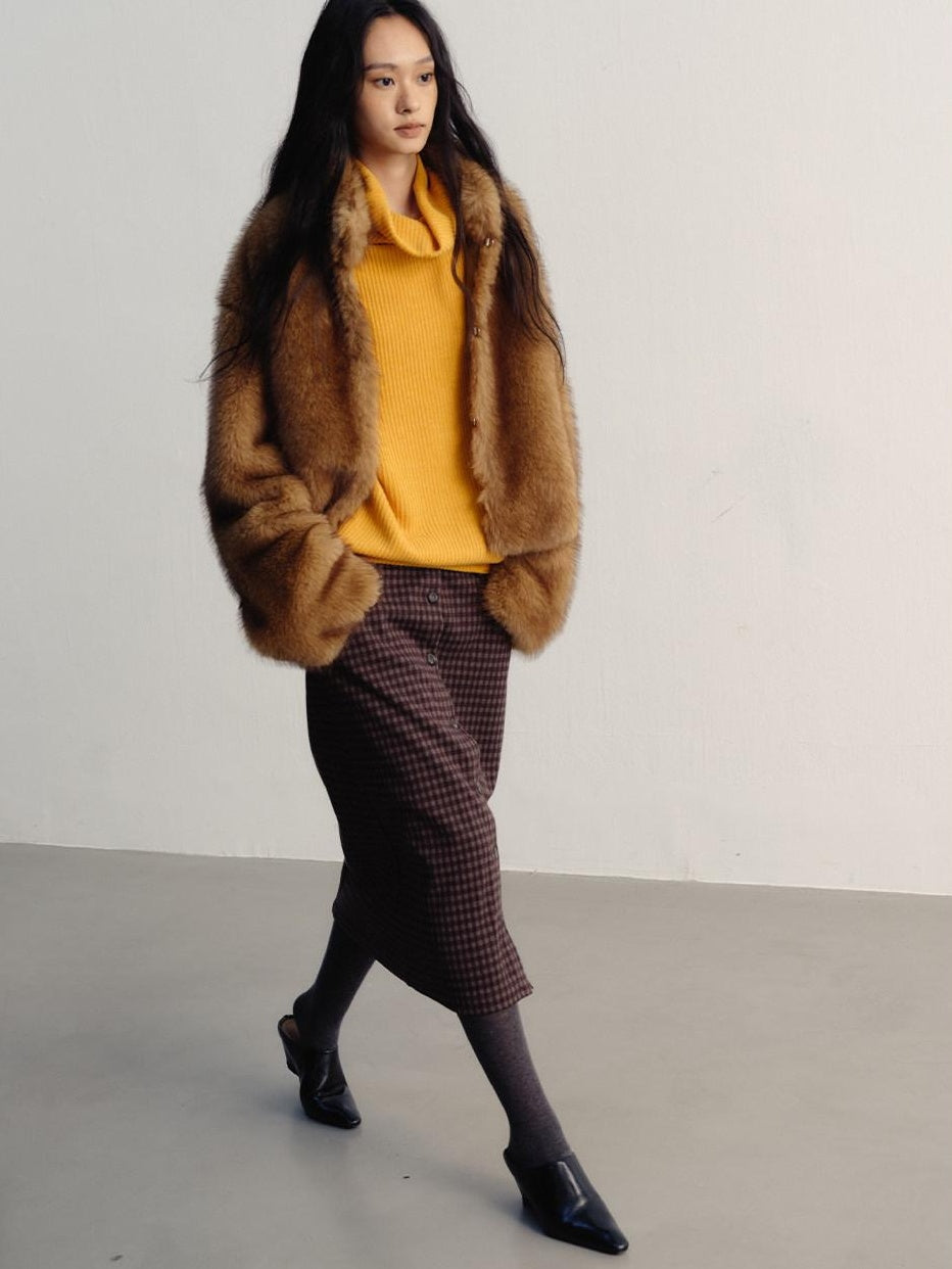 lvetong Cozy Thick Short Brown Oversized Street Style Women Polyester Casual Jackets