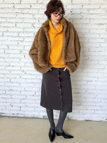 lvetong Cozy Thick Short Brown Oversized Street Style Women Polyester Casual Jackets