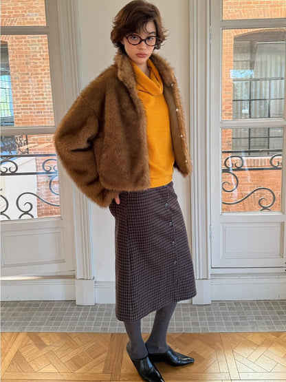 lvetong Cozy Thick Short Brown Oversized Street Style Women Polyester Casual Jackets