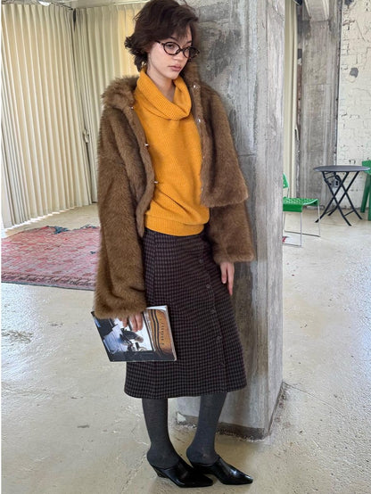 lvetong Cozy Thick Short Brown Oversized Street Style Women Polyester Casual Jackets