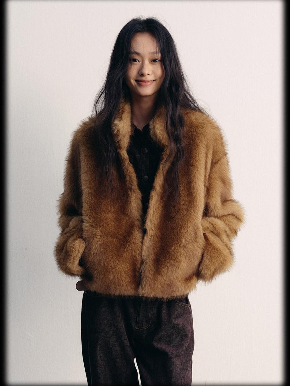lvetong Cozy Thick Short Brown Oversized Street Style Women Polyester Casual Jackets