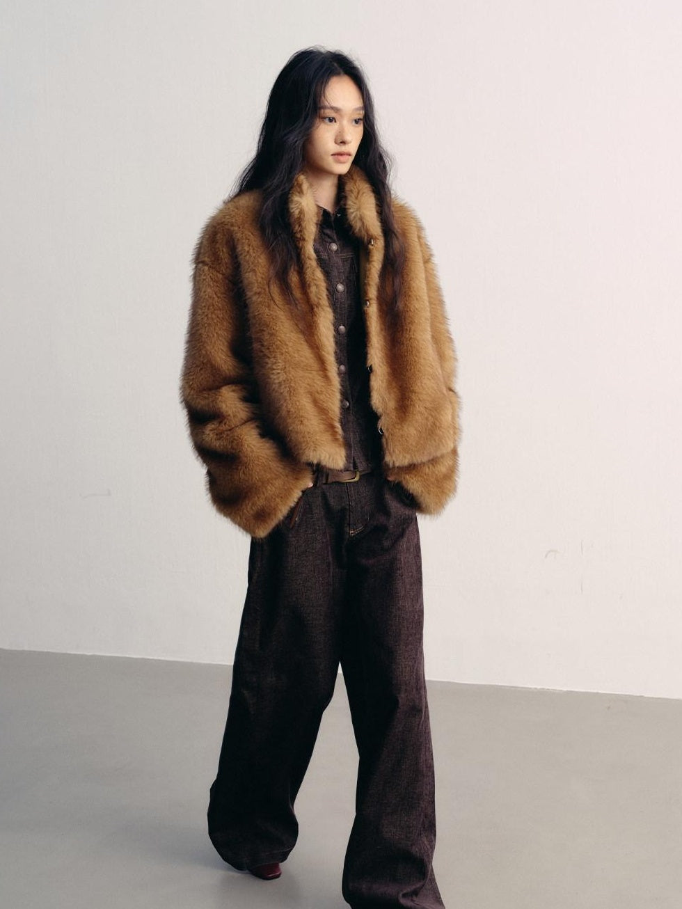 lvetong Cozy Thick Short Brown Oversized Street Style Women Polyester Casual Jackets