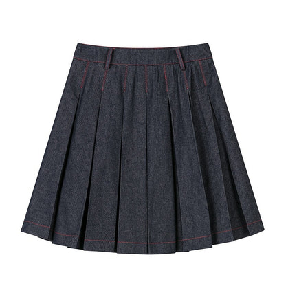 lvetong_Denim_Blue_Pressed_Pleats_Aline_Mid_Waist_Women&
