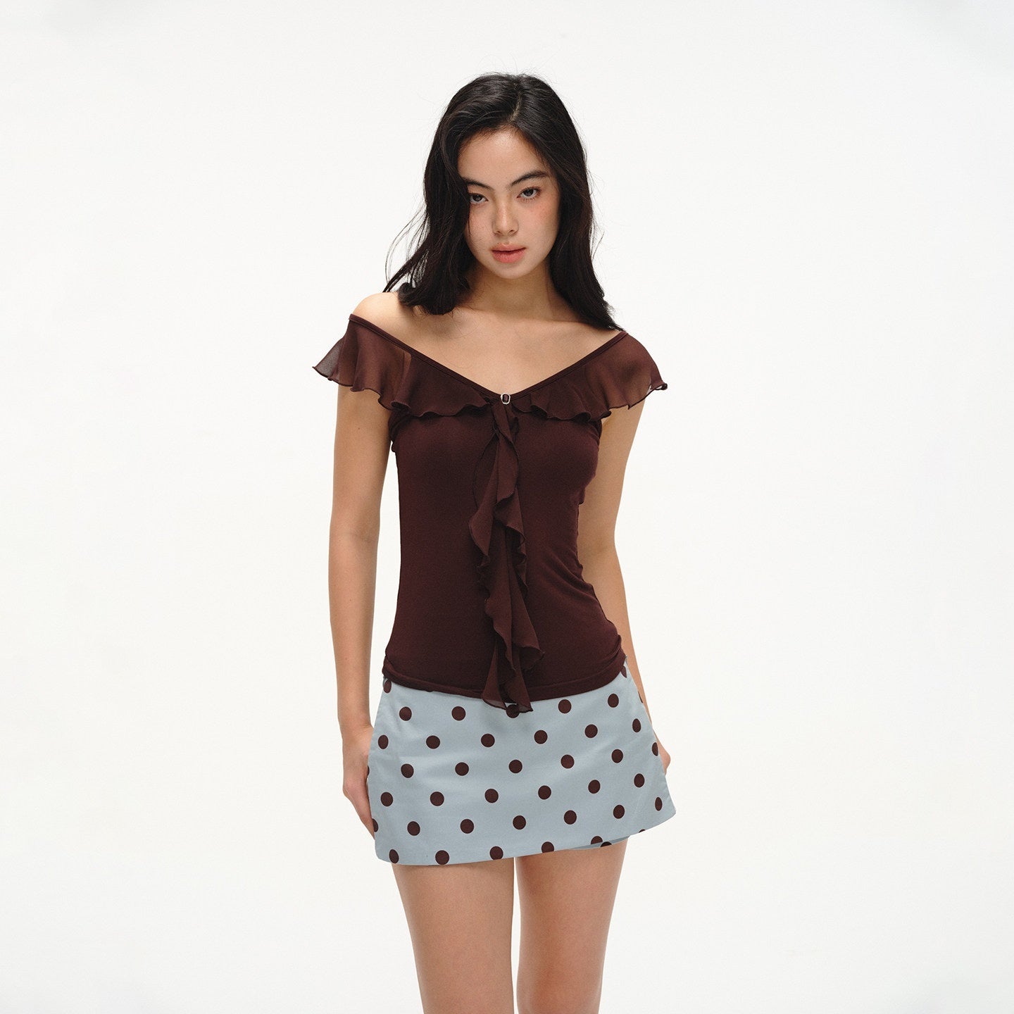 lvetong_French_V-neck_Ruffle_Flutter_Sleeve_Slim_Women&