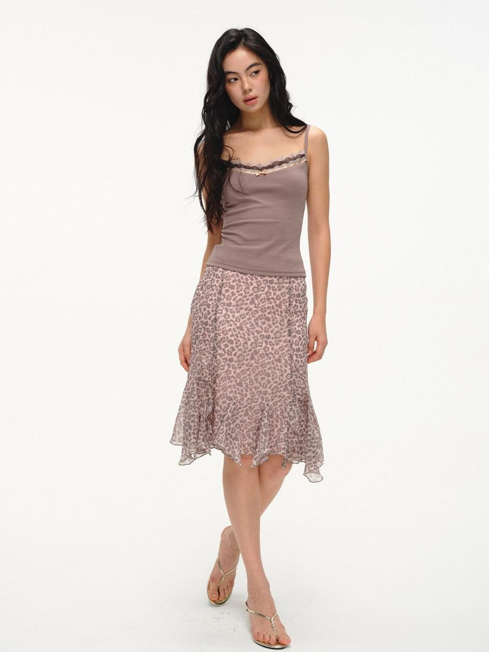 lvetong Lilac Pink Layered Lace Trim Two Piece Women&