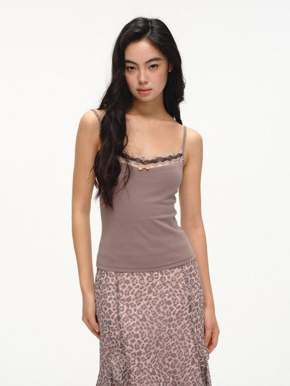 lvetong Lilac Pink Layered Lace Trim Two Piece Women&