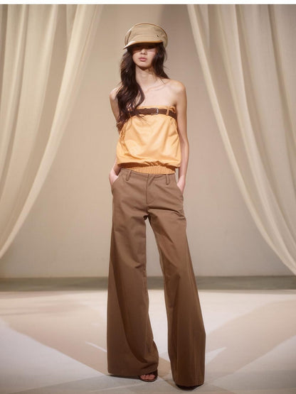 lvetong Orange Retro Hot Girl Elastic Waist Women&