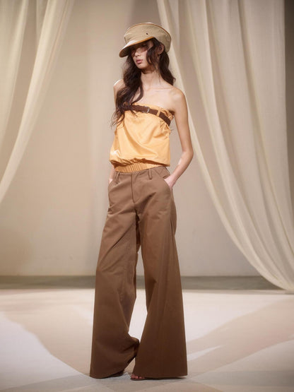 lvetong Orange Retro Hot Girl Elastic Waist Women&