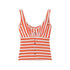 lvetong_Orange_Shell_Button_Lace_Striped_Patchwork_Roundneck_Women&