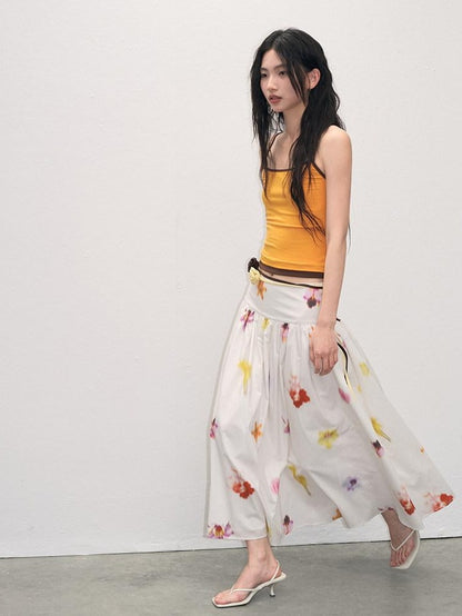 lvetong Patchwork Slim Fit Street Style Cropped Strappy Cotton Blend Tank Camisoles