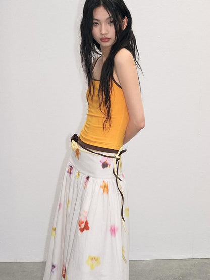 lvetong Patchwork Slim Fit Street Style Cropped Strappy Cotton Blend Tank Camisoles