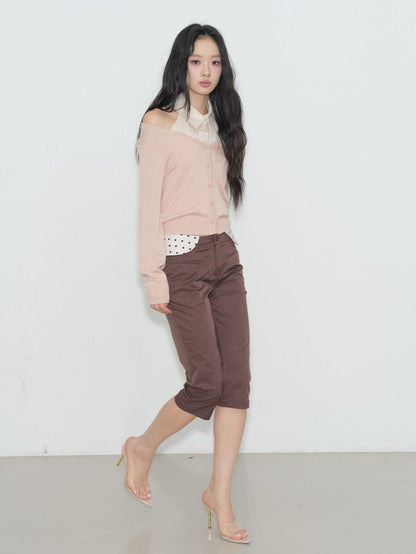 lvetong Pleated Knit Sleeveless Low Waist Street Sporty Young Women Ivory Pink Blouses