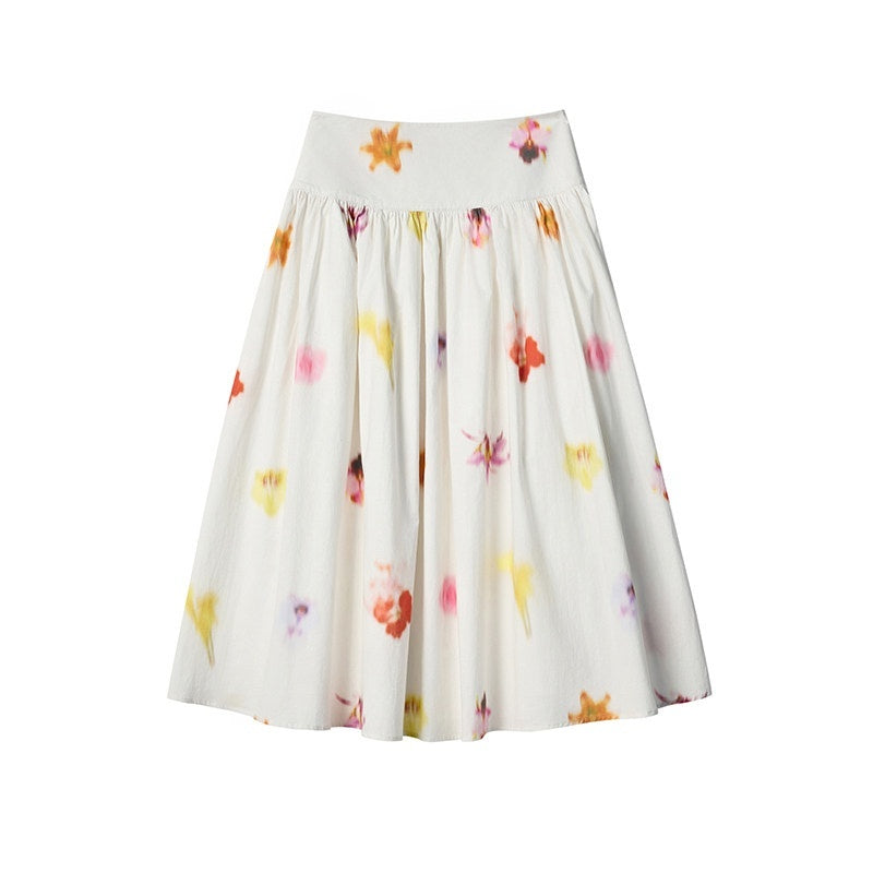 lvetong_Pure_Cotton_Mid_Waist_Ruched_A_Line_Street_Casual_Printed_White_Maxi_Skirts_MISSTT