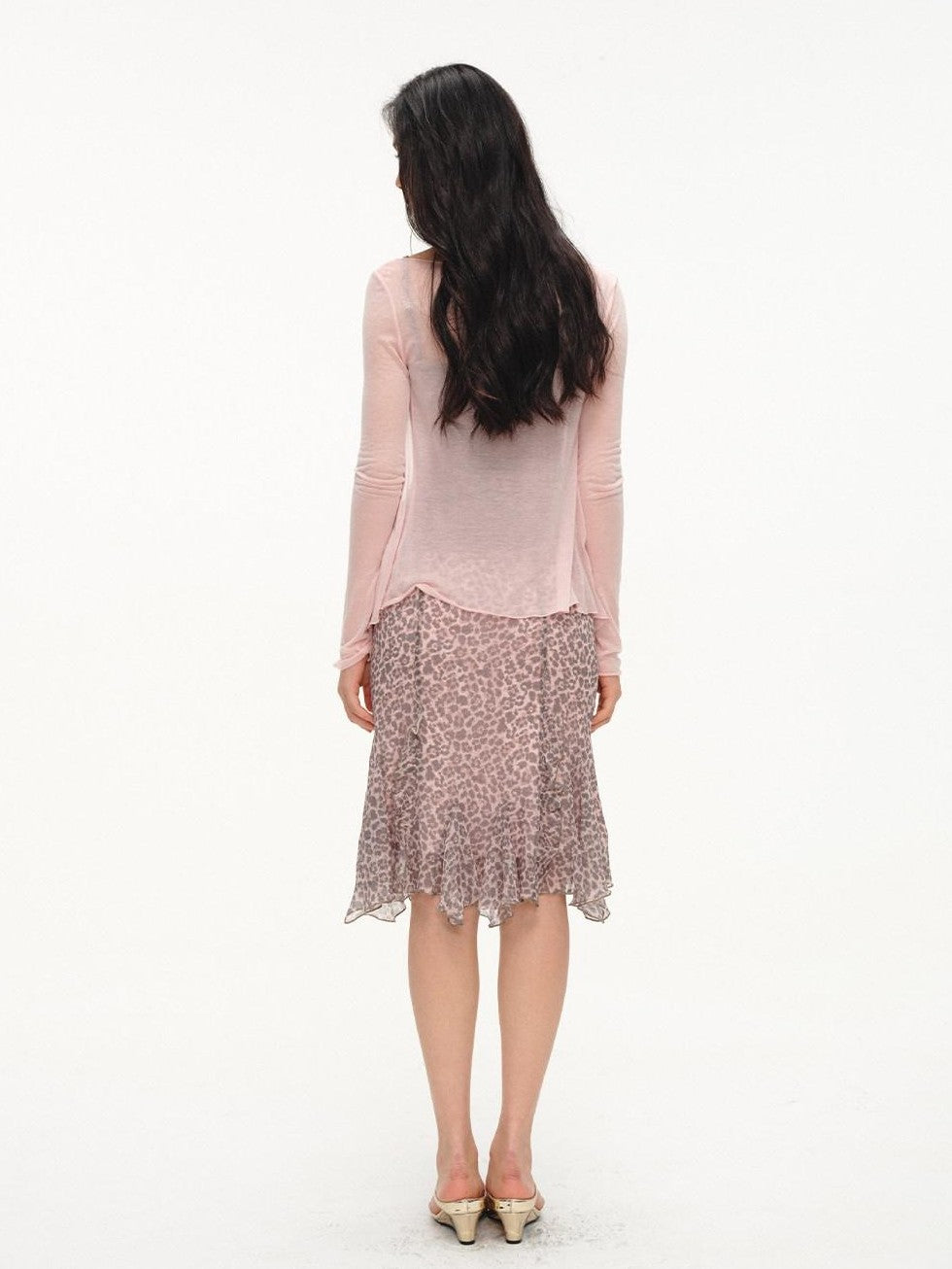 lvetong Purple Leopard Print Ruffle A Line Low Waist Women&