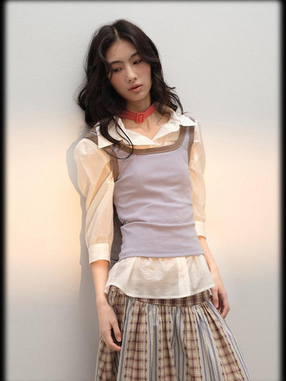 lvetong Slim Streetwear 3 4 Shirt Sleeve Turn Down Collar Youth Long Sleeve T-Shirts
