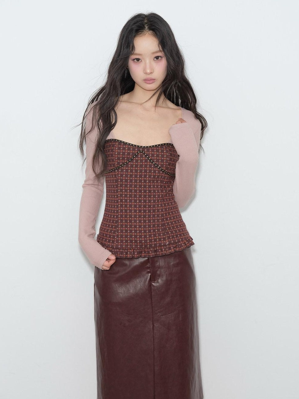 lvetong Slim Waist Street Sporty Colorblock Purple Knit Women Long Sleeve T-Shirts