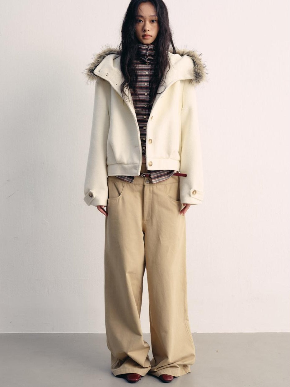 lvetong Thick Hooded Oversized Streetwear Athleisure Young Women White Cropped Jackets