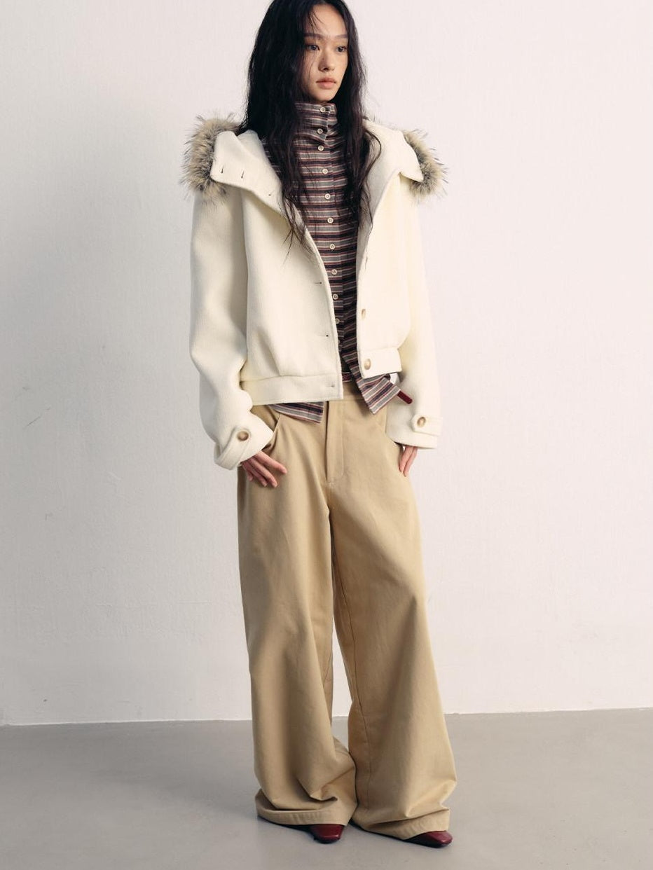 lvetong Thick Hooded Oversized Streetwear Athleisure Young Women White Cropped Jackets
