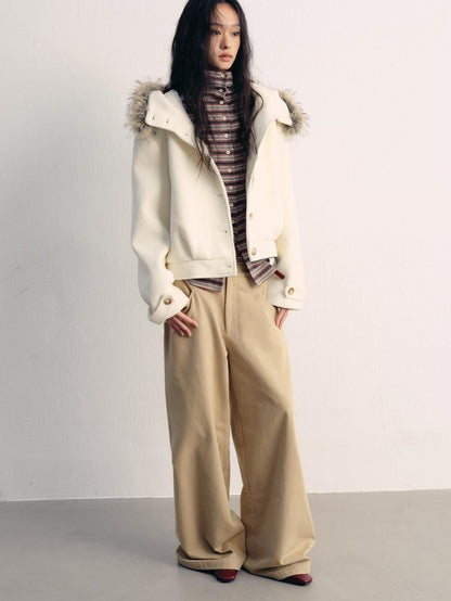 lvetong Thick Hooded Oversized Streetwear Athleisure Young Women White Cropped Jackets