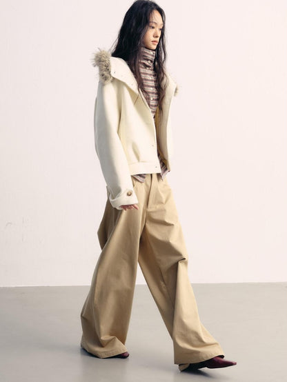 lvetong Thick Hooded Oversized Streetwear Athleisure Young Women White Cropped Jackets