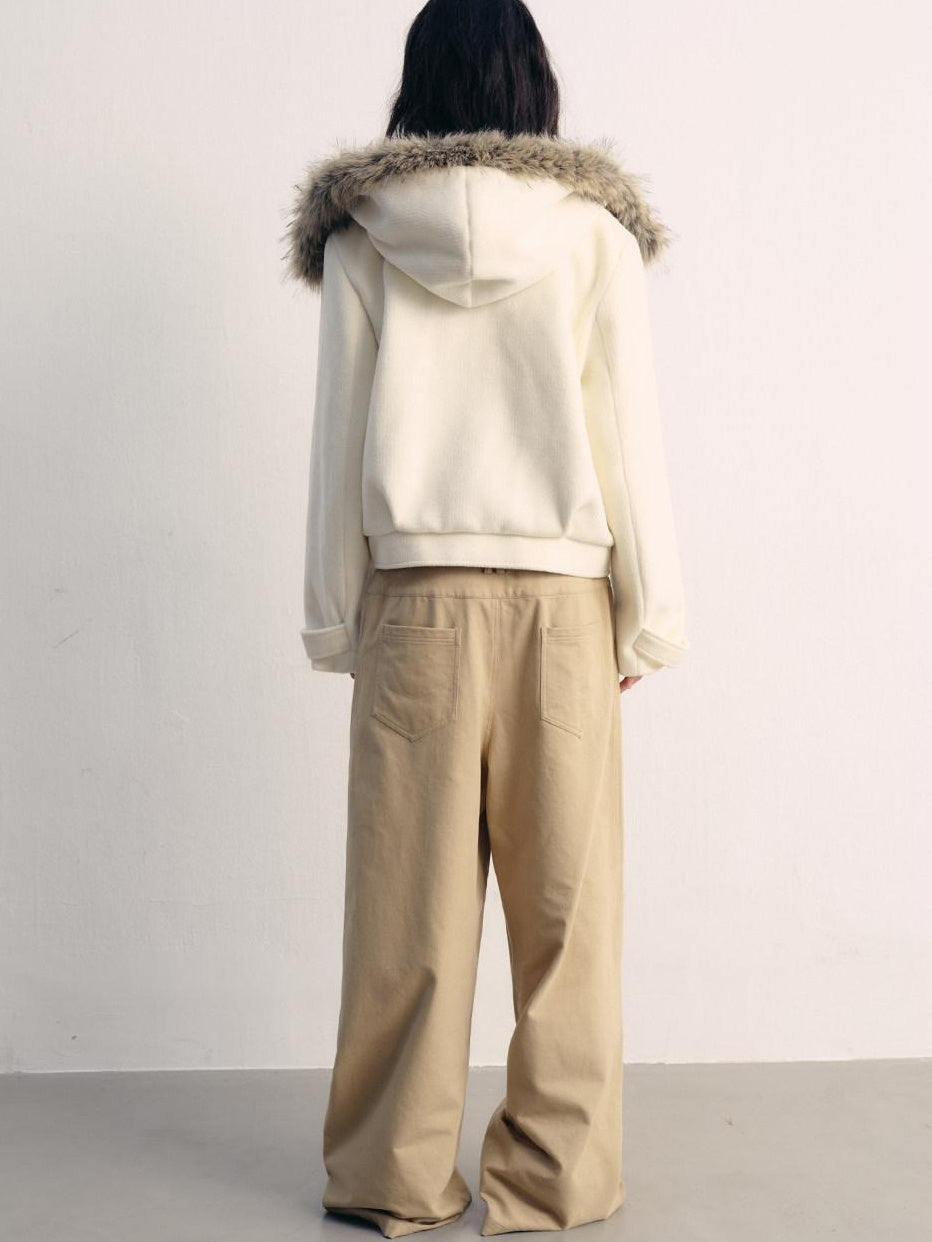 lvetong Thick Hooded Oversized Streetwear Athleisure Young Women White Cropped Jackets