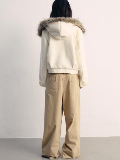 lvetong Thick Hooded Oversized Streetwear Athleisure Young Women White Cropped Jackets