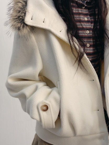 lvetong Thick Hooded Oversized Streetwear Athleisure Young Women White Cropped Jackets