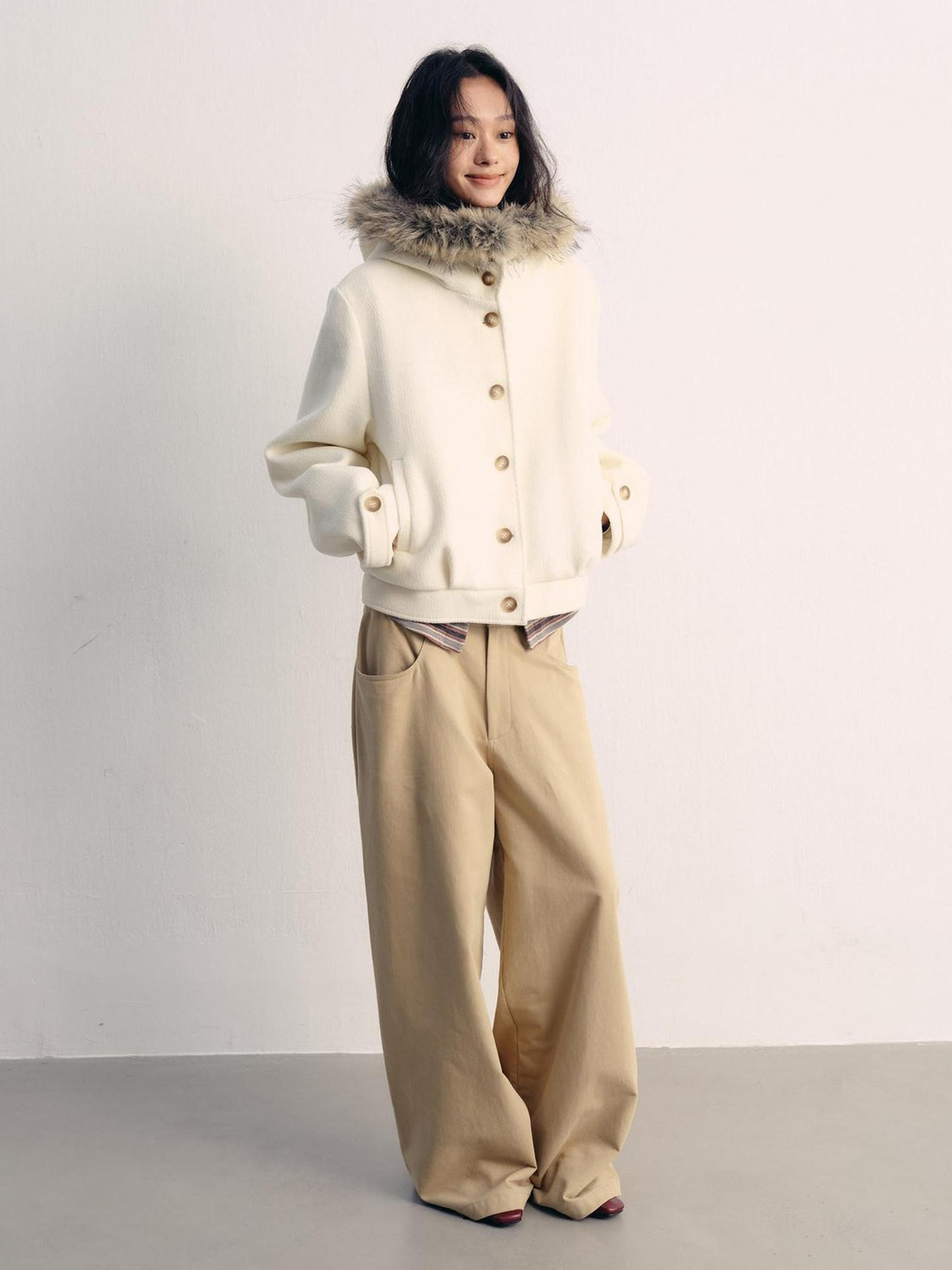 lvetong Thick Hooded Oversized Streetwear Athleisure Young Women White Cropped Jackets