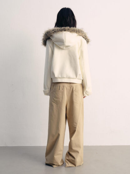 lvetong Thick Hooded Oversized Streetwear Athleisure Young Women White Cropped Jackets