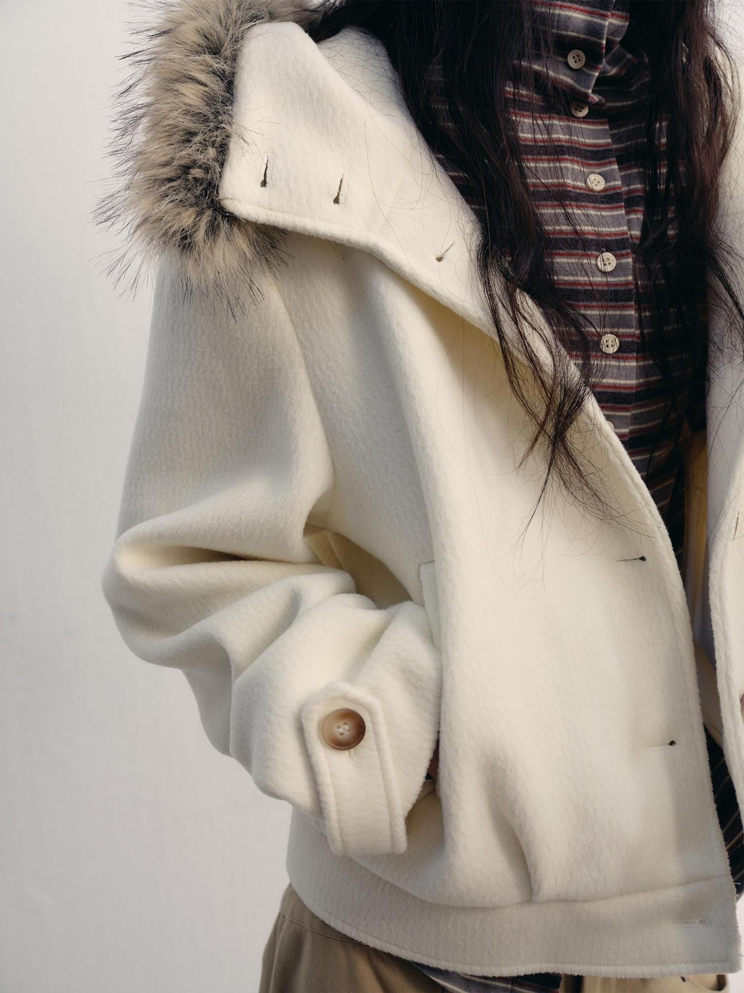 lvetong Thick Hooded Oversized Streetwear Athleisure Young Women White Cropped Jackets