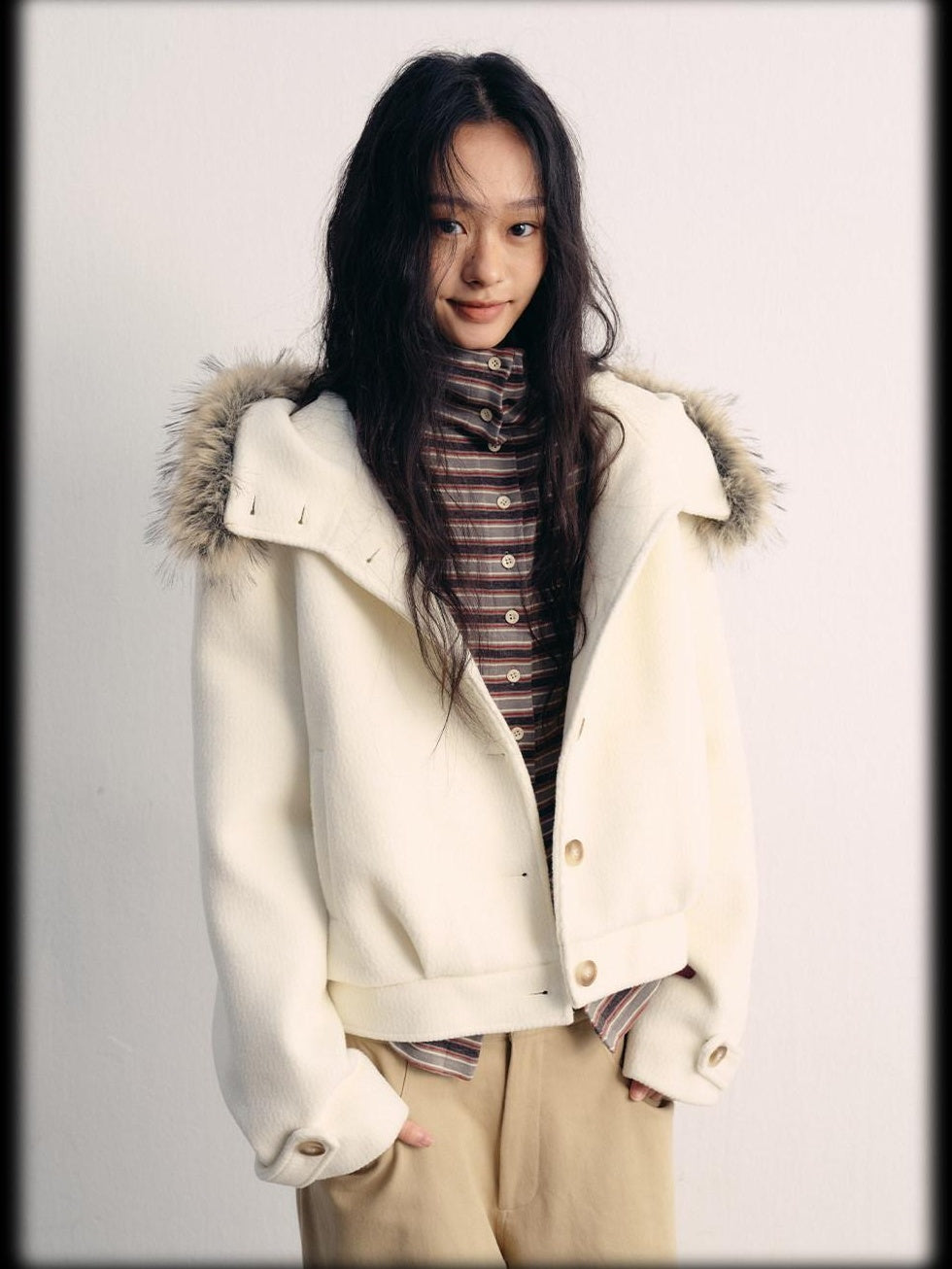 lvetong Thick Hooded Oversized Streetwear Athleisure Young Women White Cropped Jackets