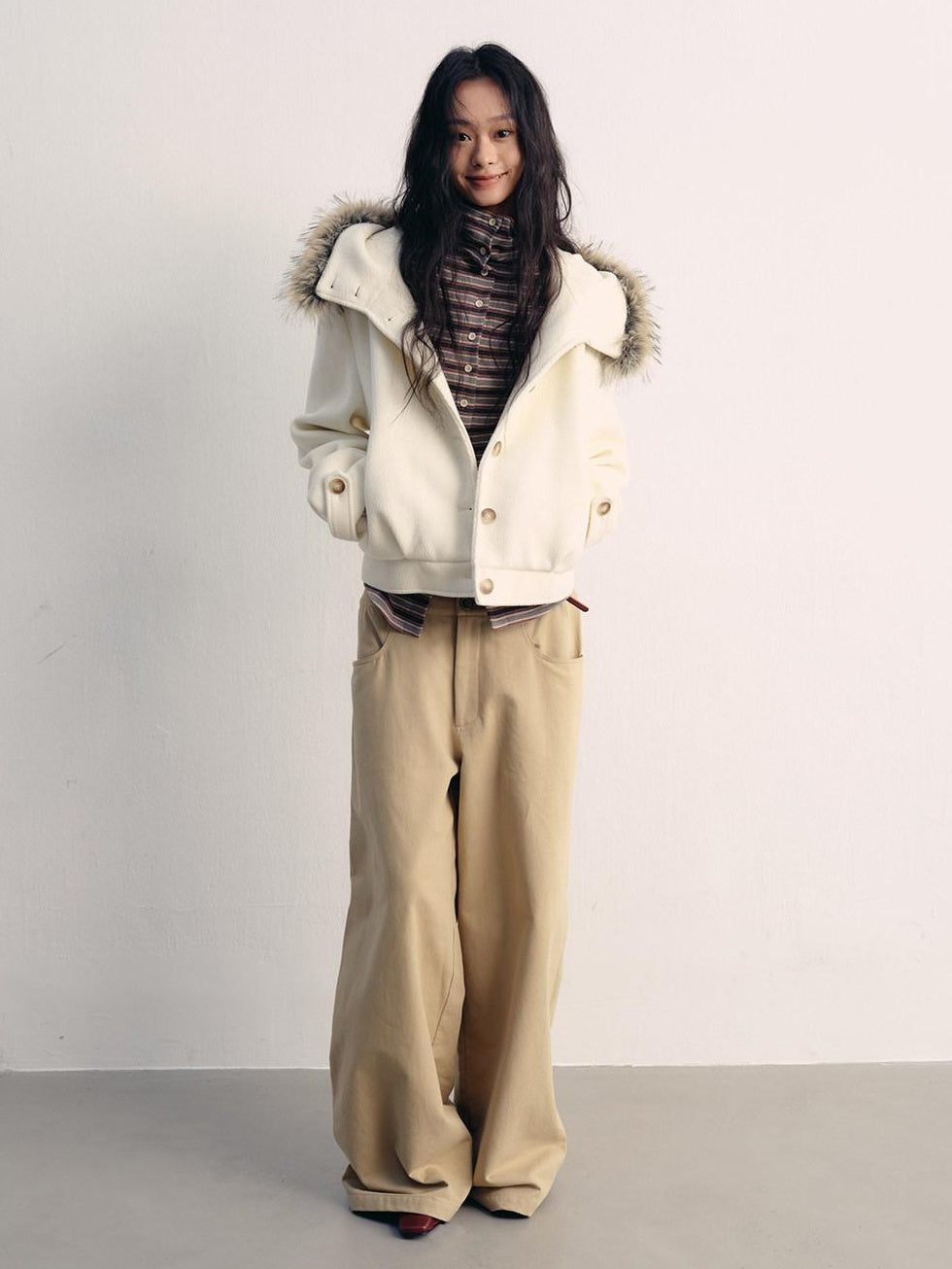 lvetong Thick Hooded Oversized Streetwear Athleisure Young Women White Cropped Jackets