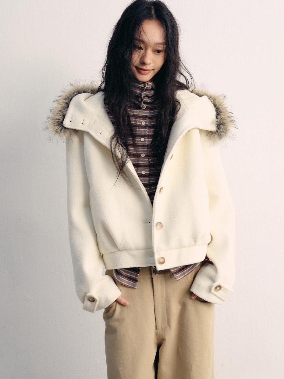 lvetong Thick Hooded Oversized Streetwear Athleisure Young Women White Cropped Jackets