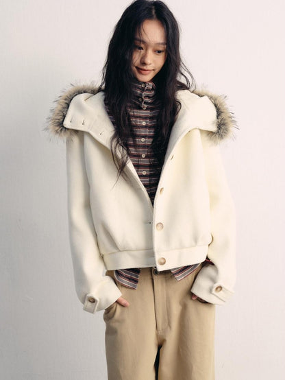lvetong Thick Hooded Oversized Streetwear Athleisure Young Women White Cropped Jackets