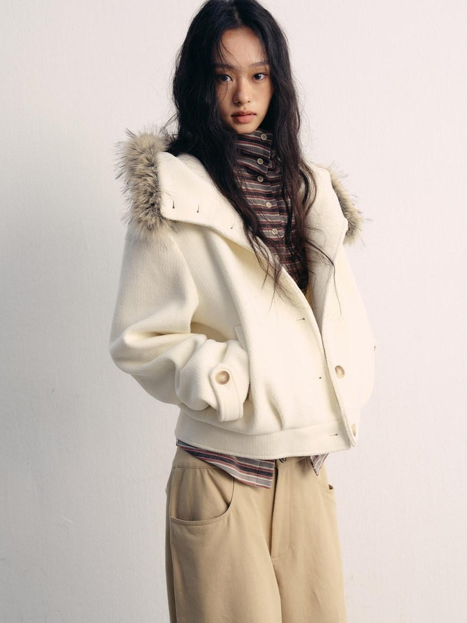 lvetong Thick Hooded Oversized Streetwear Athleisure Young Women White Cropped Jackets