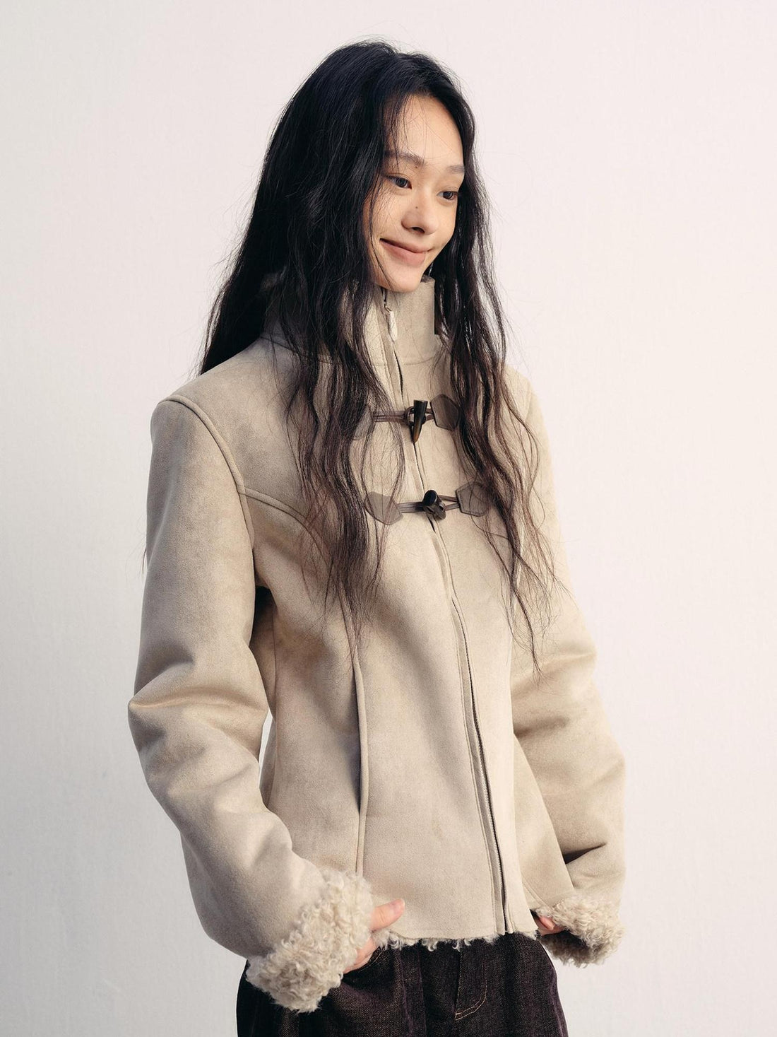 lvetong Thick Warm Zip Stand Collar Slim Waist Street Women Polyester Cropped Jackets