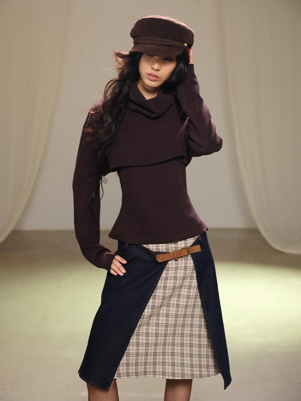 lvetong Two Piece Layered Stacked Neck Slim Fit Women&