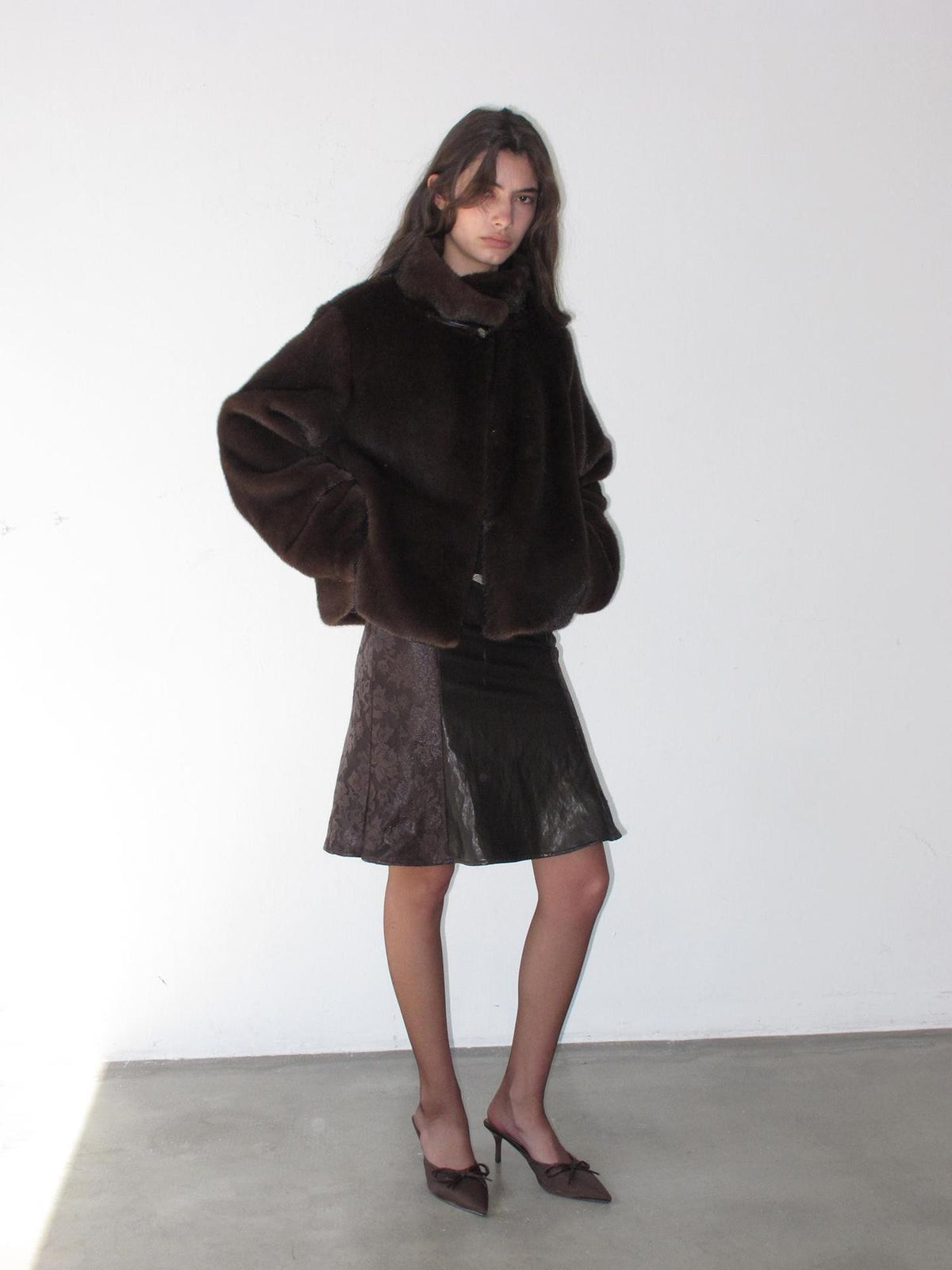lvetong Vintage Cropped Stand Collar Fleece Lined Women&