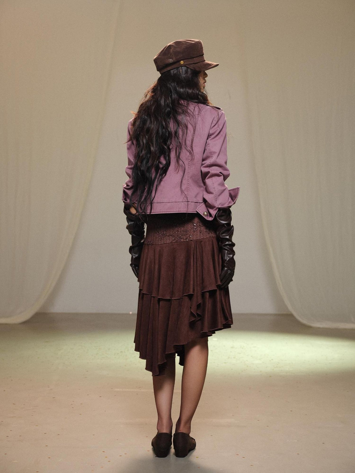 lvetong Vintage Embroidered Stand Collar Washed Canvas Women&