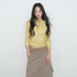 lvetong_Yellow_Roundneck_Three_Quarter_Sleeve_Slim_Women&